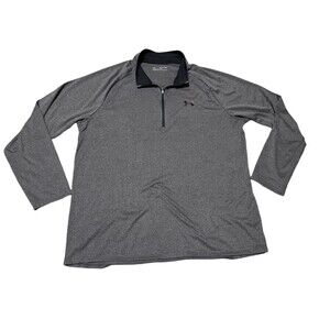 Under Armour Heat Gear Men’s 1/4 Zip Pullover Shirt Gray XXL 2XL Loose EUC